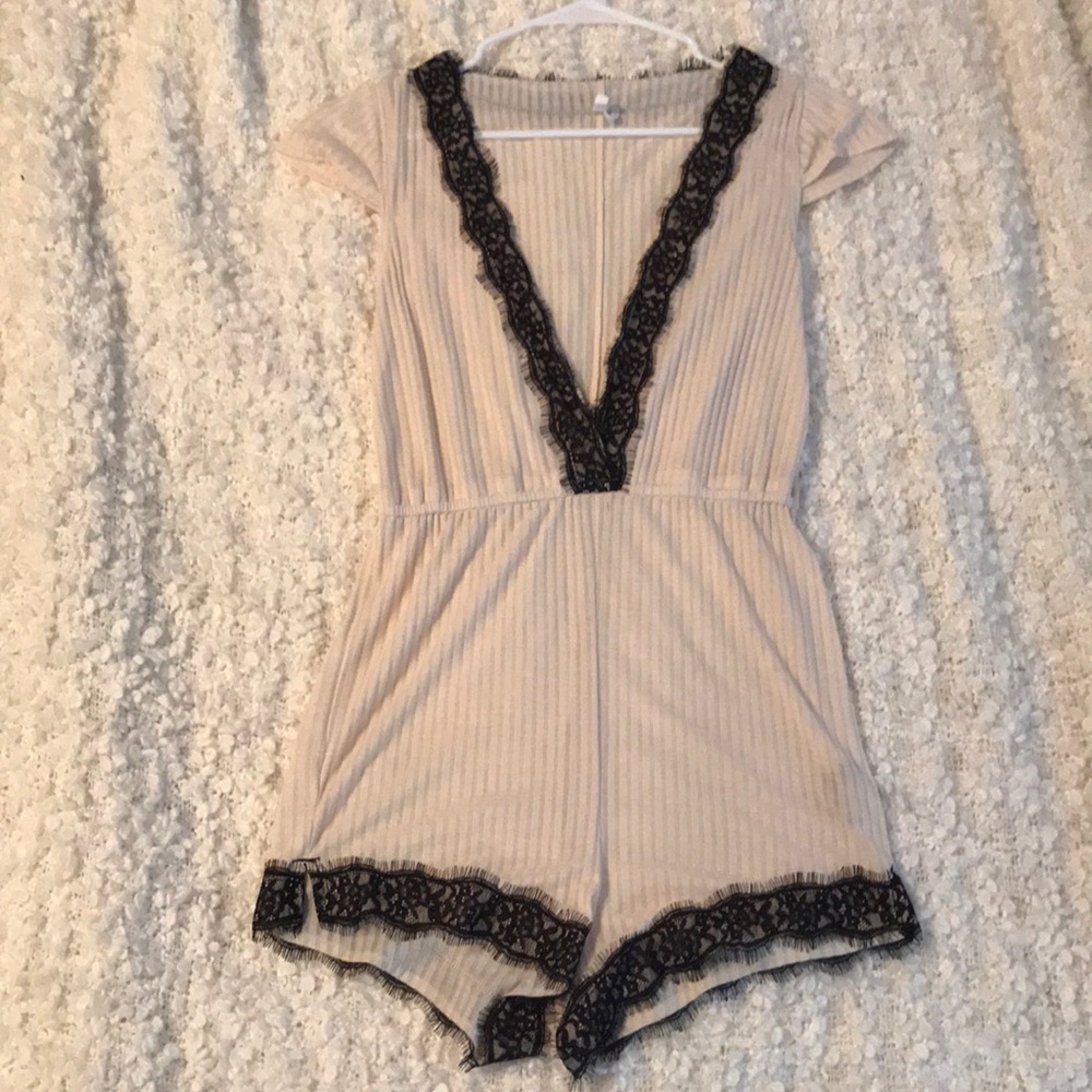 Cream with lace romper